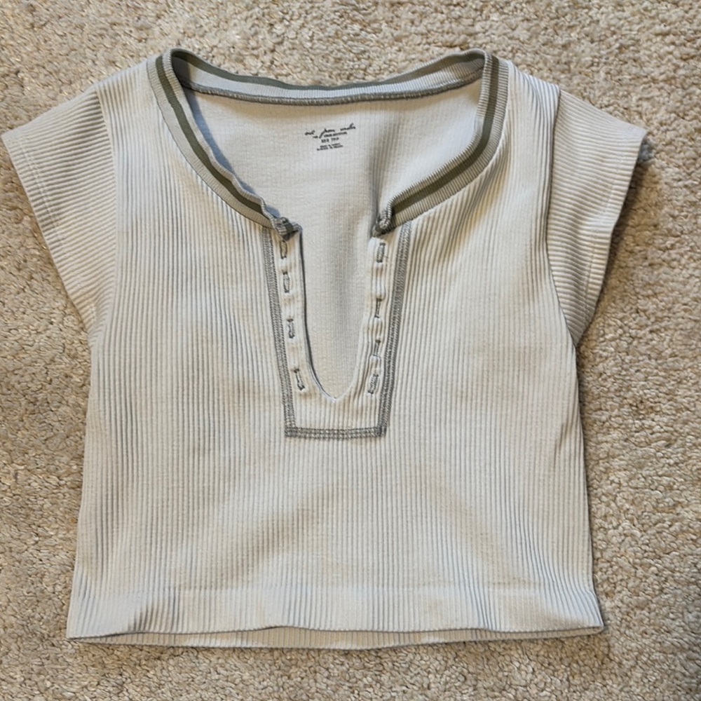 Women's Cream Ribbed Top